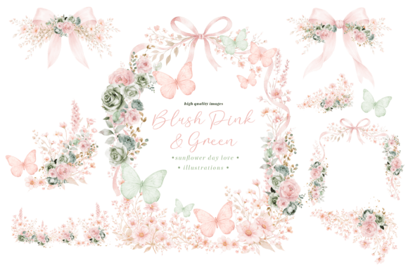 Download Blush Pink &amp; Sage Wildflowers Clipart, - Premium Resources