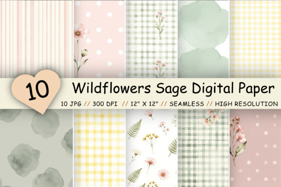 Download Wildflowers Sage Digital Paper Set - Sage Collection