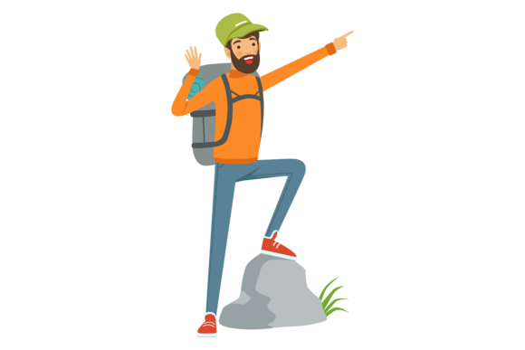 Download Hiking Tourist Pointing Direction. Outdo - Hiking Collection
