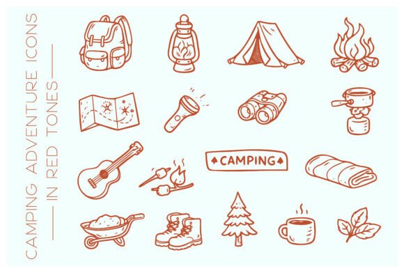 Download Camping Adventure Doodle Icon Set - Icon set Collection