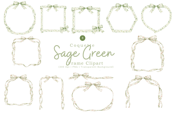 Download Sage Green Coquette Frame Clipart PNG - Sage Collection