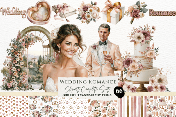 Download Wedding Romance Watercolor Clipart Set - Romance Collection