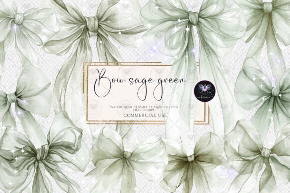 Download Bow Sage Green Clipart Watercolor - Sage Collection