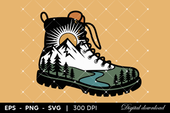 Download Hiking Boot with Mountain Landscape - Premium Resources