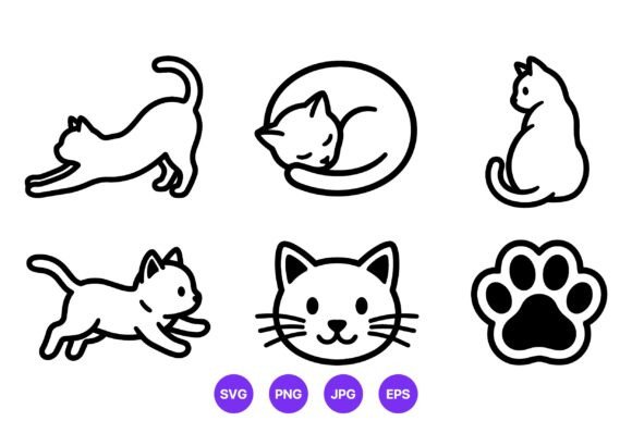 Download Cat Poses and Paw Icon Set Vector - Icon set Collection