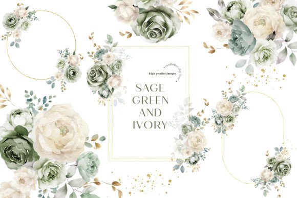 Download Sage Green &amp; Ivory Flowers Clipart - Sage Collection