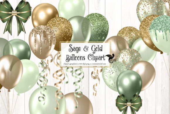 Download Sage and Gold Balloons Clipart - Sage Collection