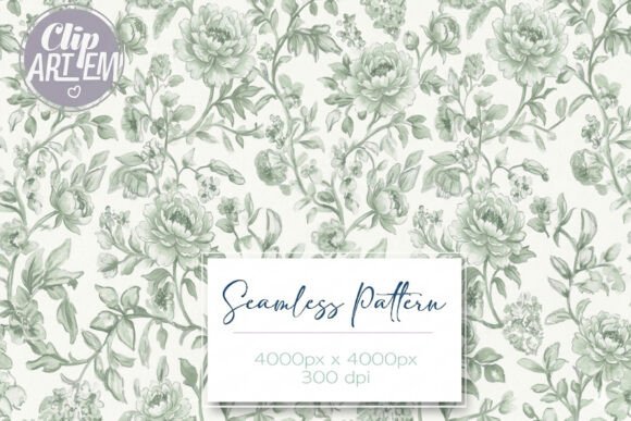 Download Sage Green Toile Seamless Pattern Rose - Sage Collection